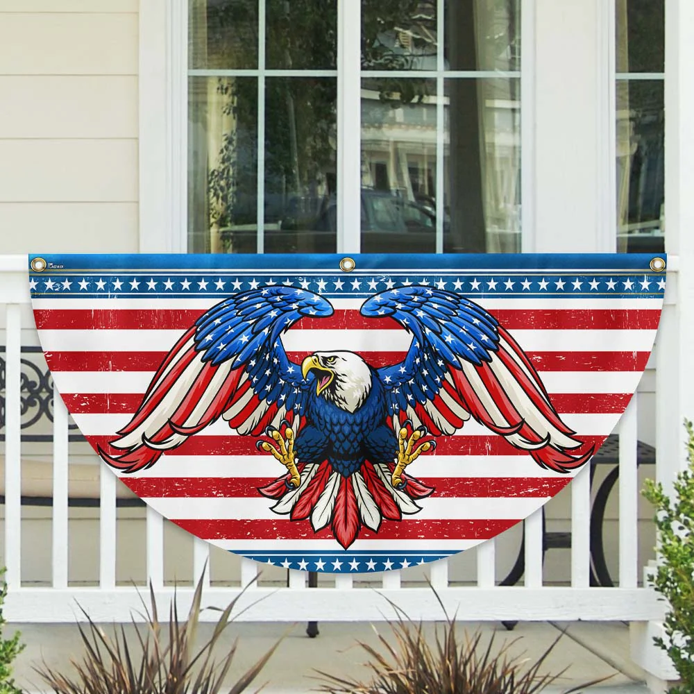 Patriotic Eagle American Non-Pleated Fan Flag