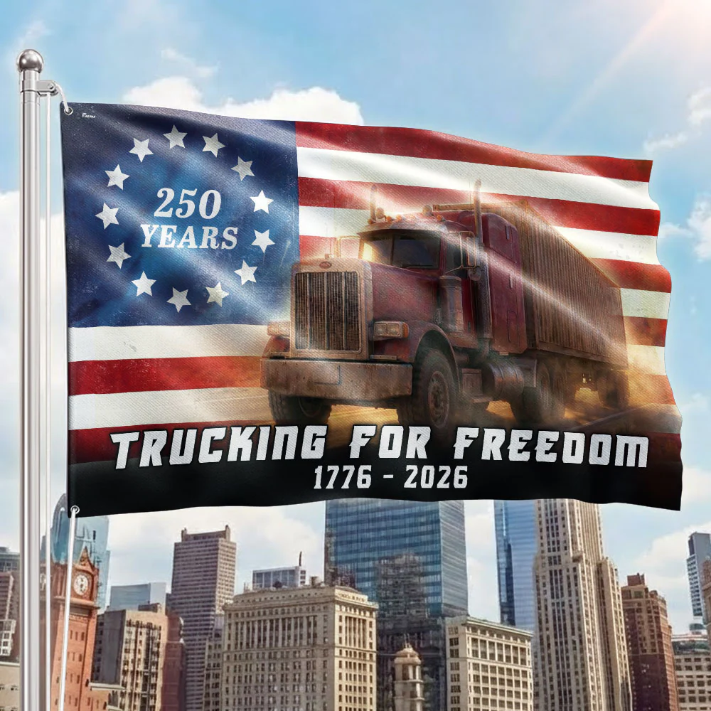 Trucker American Flag, 1776 2026 Trucking for Freedom Grommet Flag