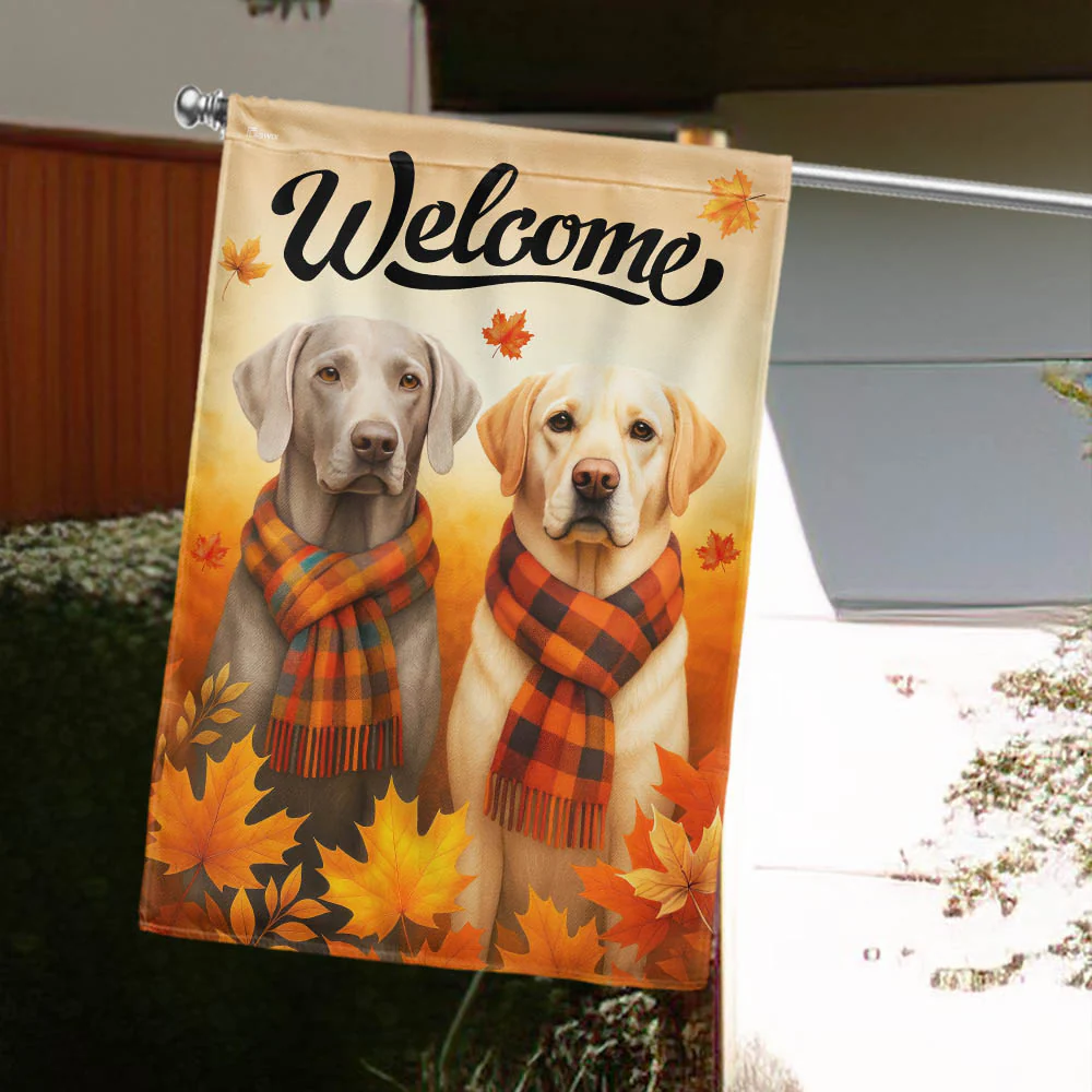Fall Labrador Dog Welcome Flag - Thanksgiving Flag for Autumn Home Decor