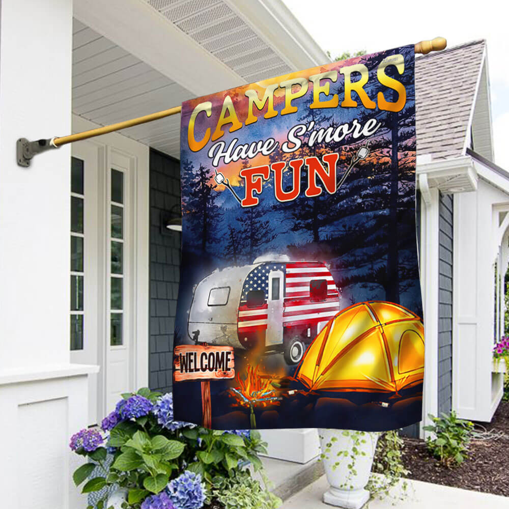 Happy Campers Welcome Summer Camping American Flag