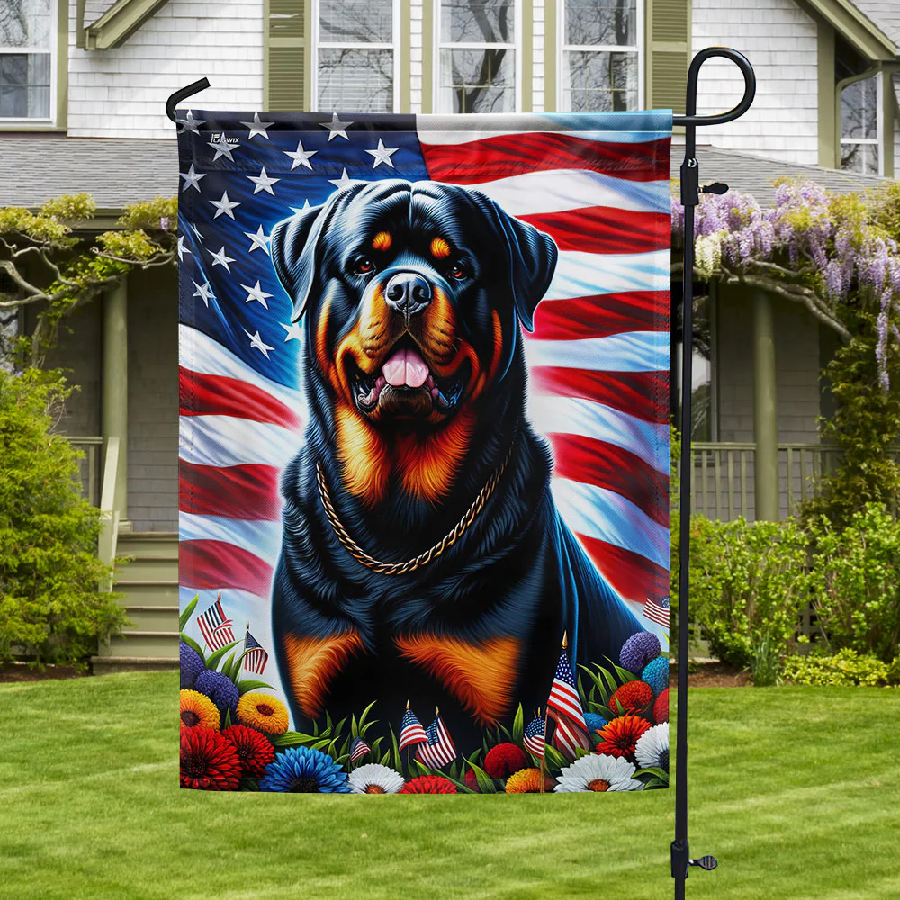 Bimipi Patriotic Rottweiler Dog American Flag