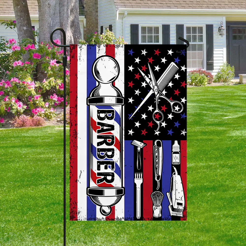 Barber Hair Stylist Barber Salon American Flag