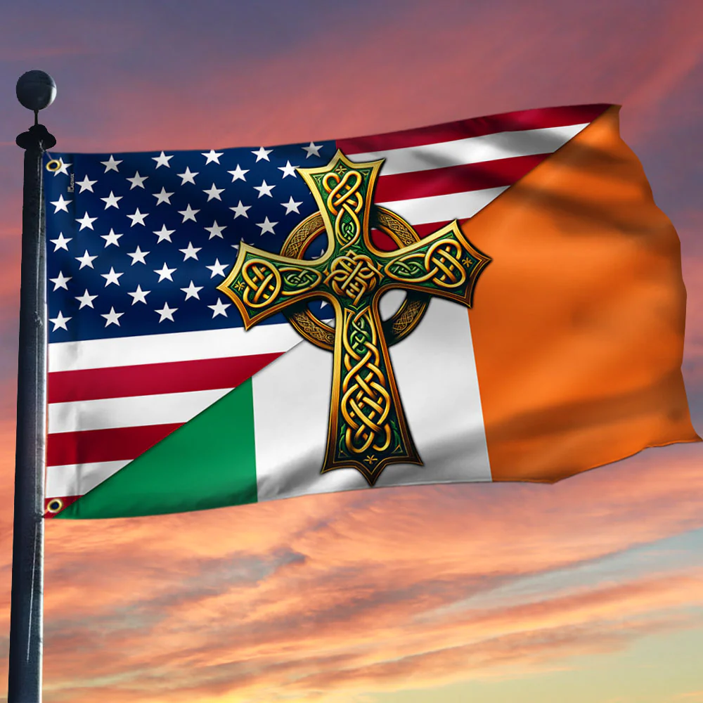 Irish Celtic Knot Cross St. Patrick’s Day Ireland  American Grommet Flag