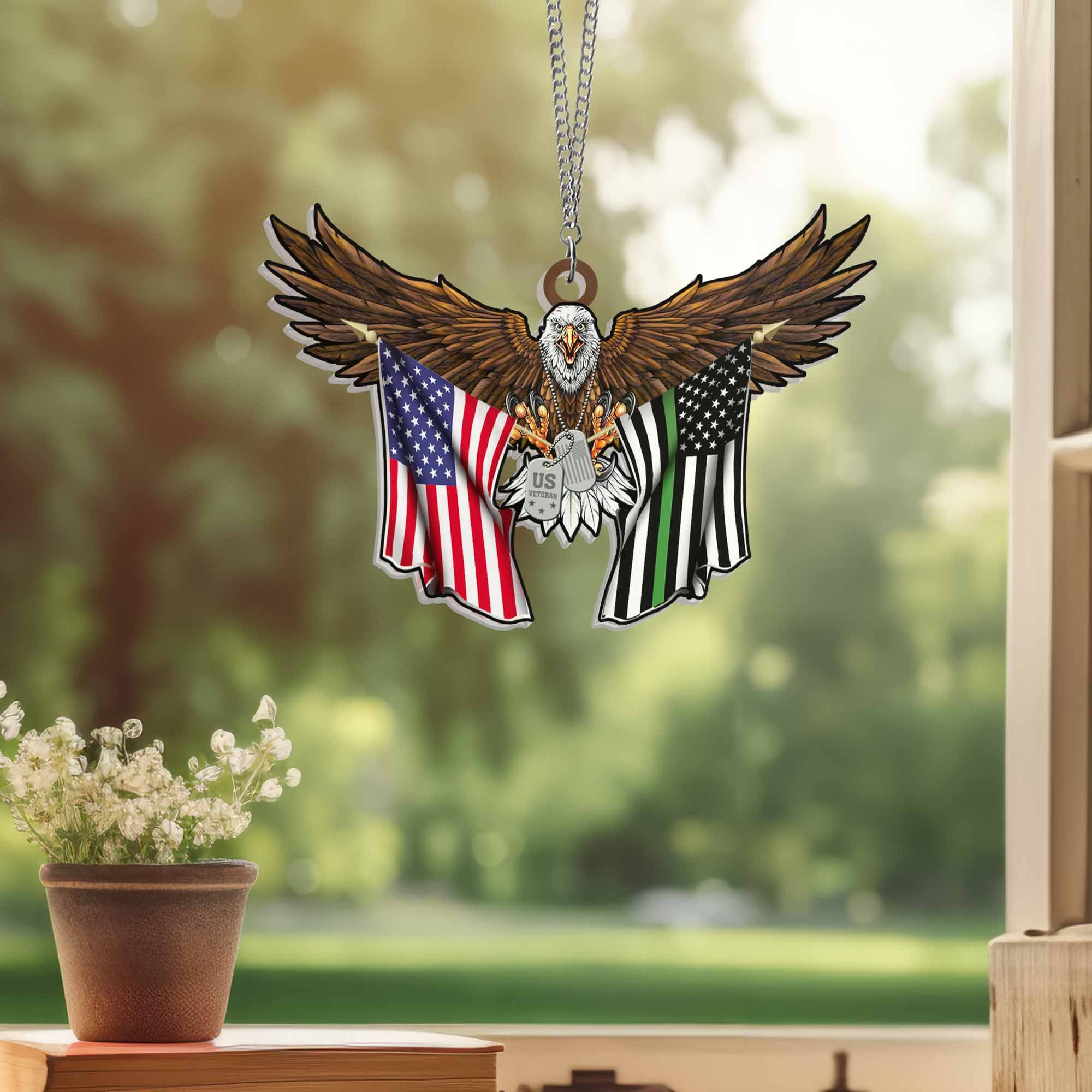 U.S. Veteran Eagle Suncatcher - Patriotic Acrylic Hanging Gift for Veteran Pride & Decor