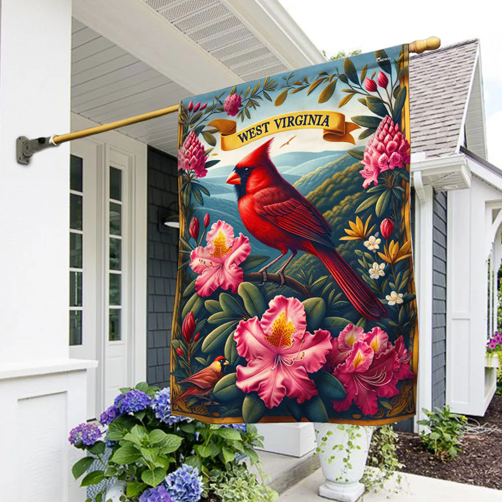 Bimipi  West Virginia Cardinal and Rhododendron Flower Flag
