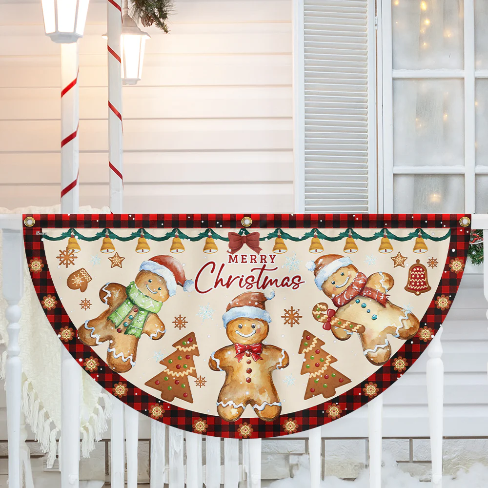 Gingerbread Christmas Non-Pleated Fan Flag