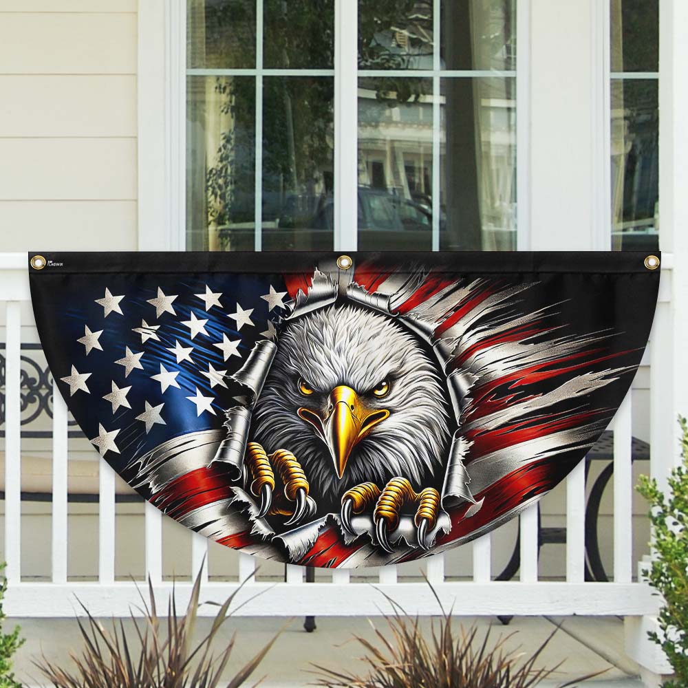 Patriotic Eagle American Non-Pleated Fan Flag