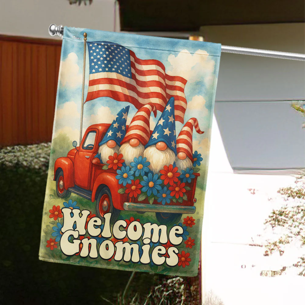 Bimipi American Flag - Welcome Gnomies 4th Of july Flag