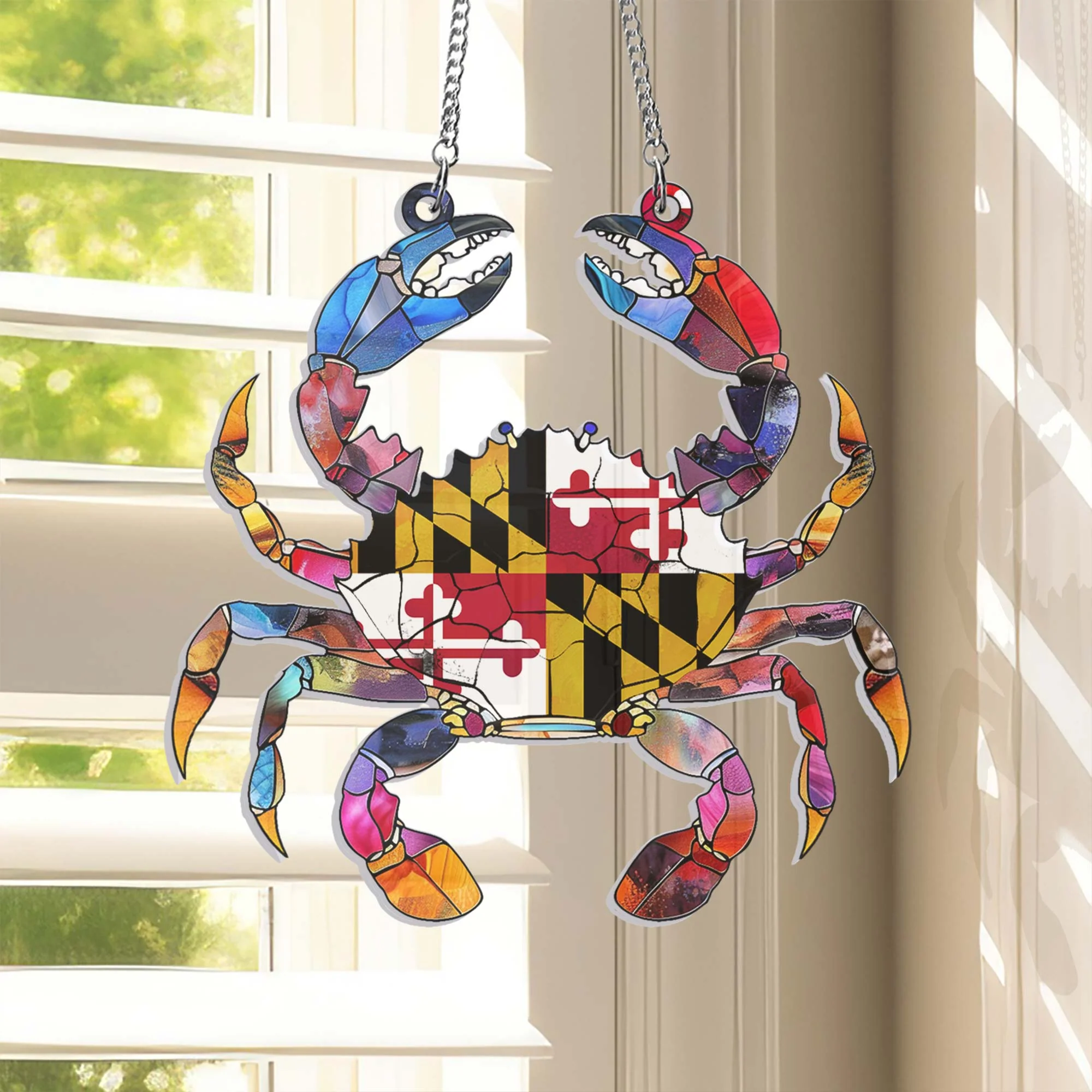 Maryland State Flag Maryland Crab Acrylic Suncatcher Hanging Sign