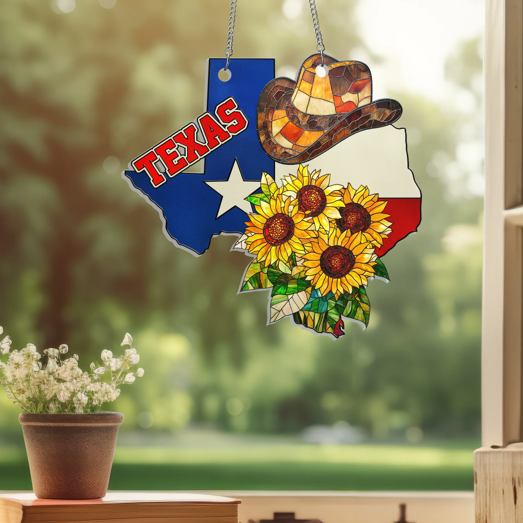 Texas Sunflower Acrylic Suncatcher Hanging Sign