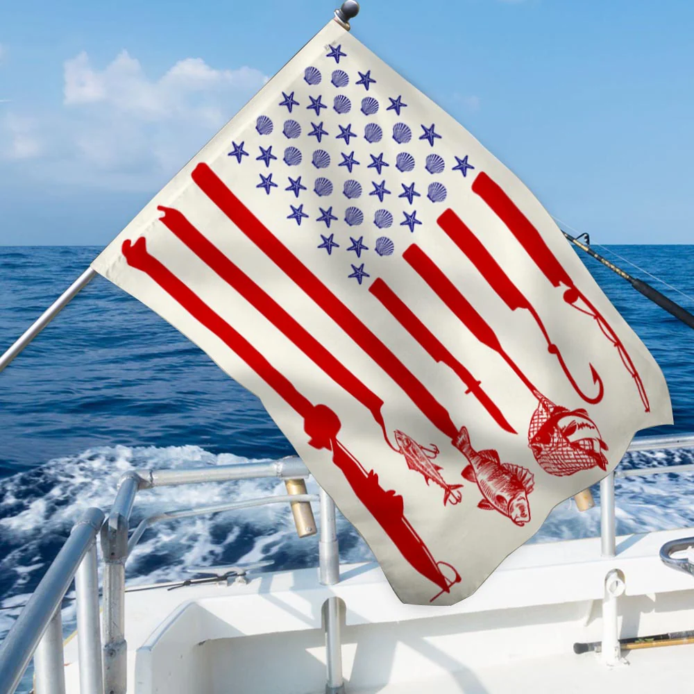 Fishing Fisherman American Flag