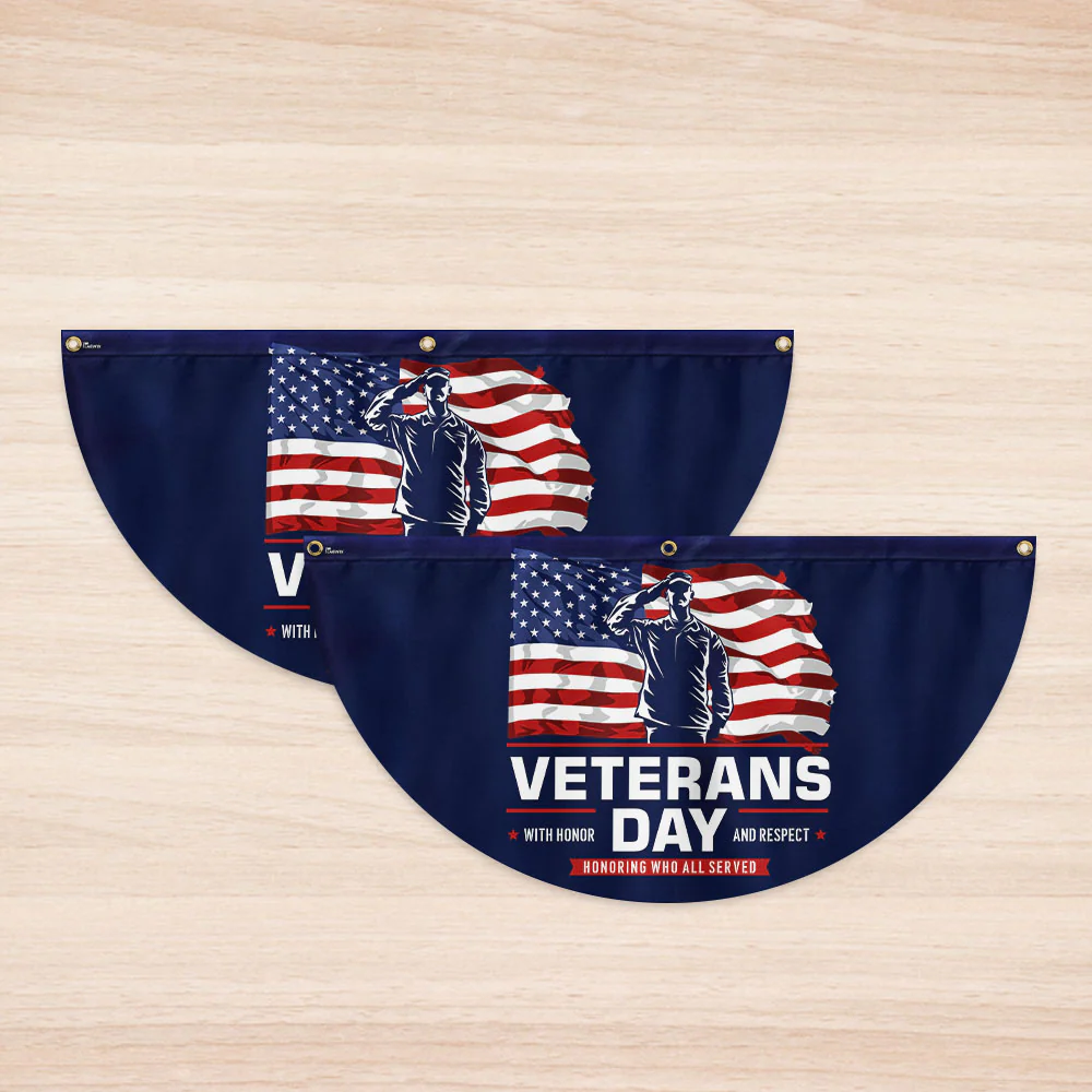 Veterans Day Honoring Who All Served With Honor and Respect Non-Pleated Fan Flag