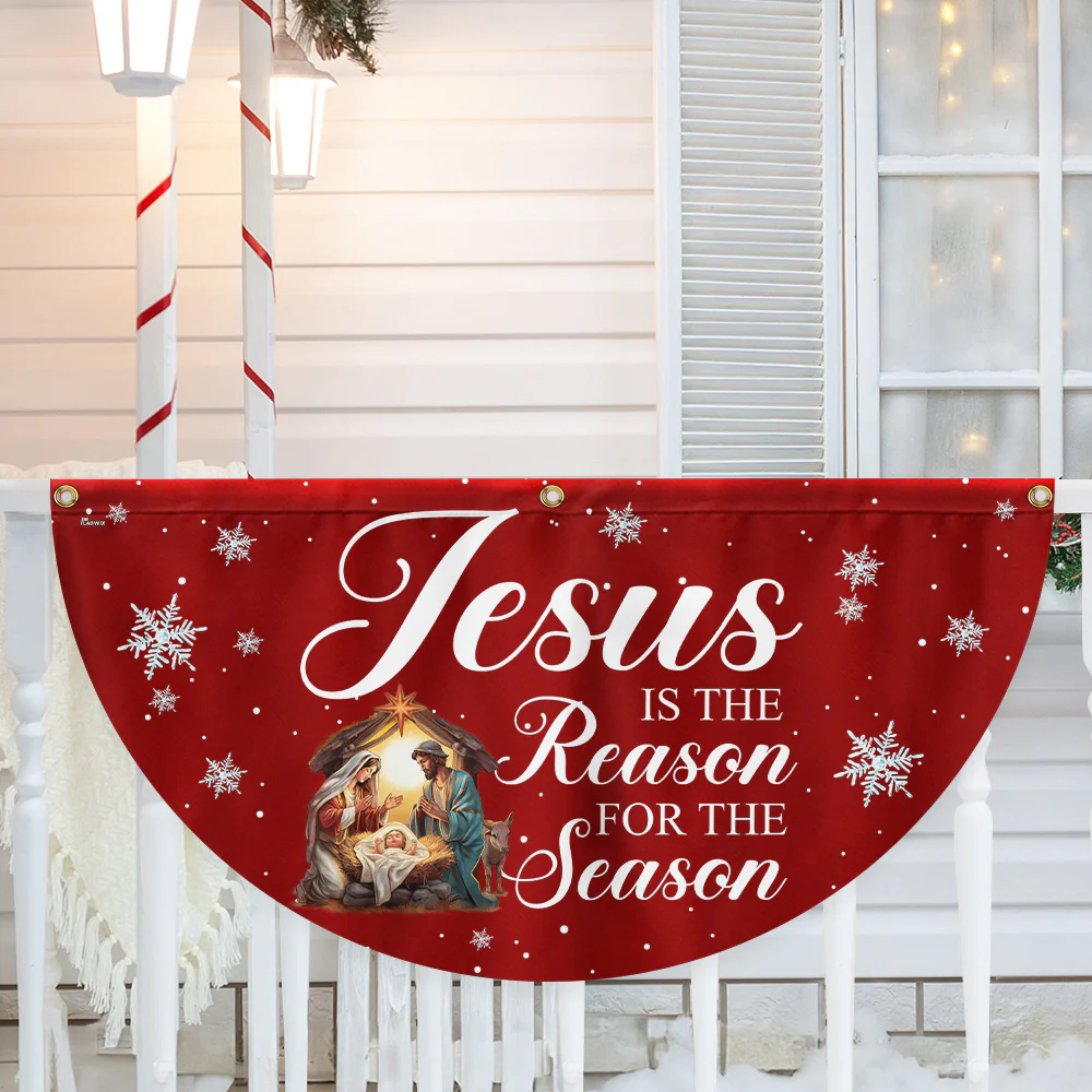 Jesus Is The Reason For The Season Nativity of Jesus Christmas Non-Pleated Fan Flag