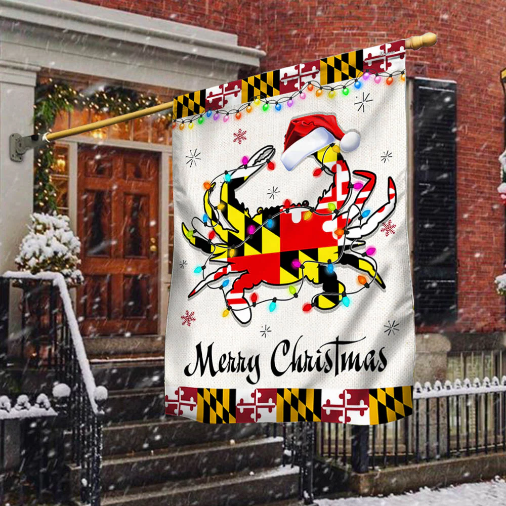Maryland Crab Christmas Flag  - Holiday Gift for Festive Decor with 3-Day Shipping