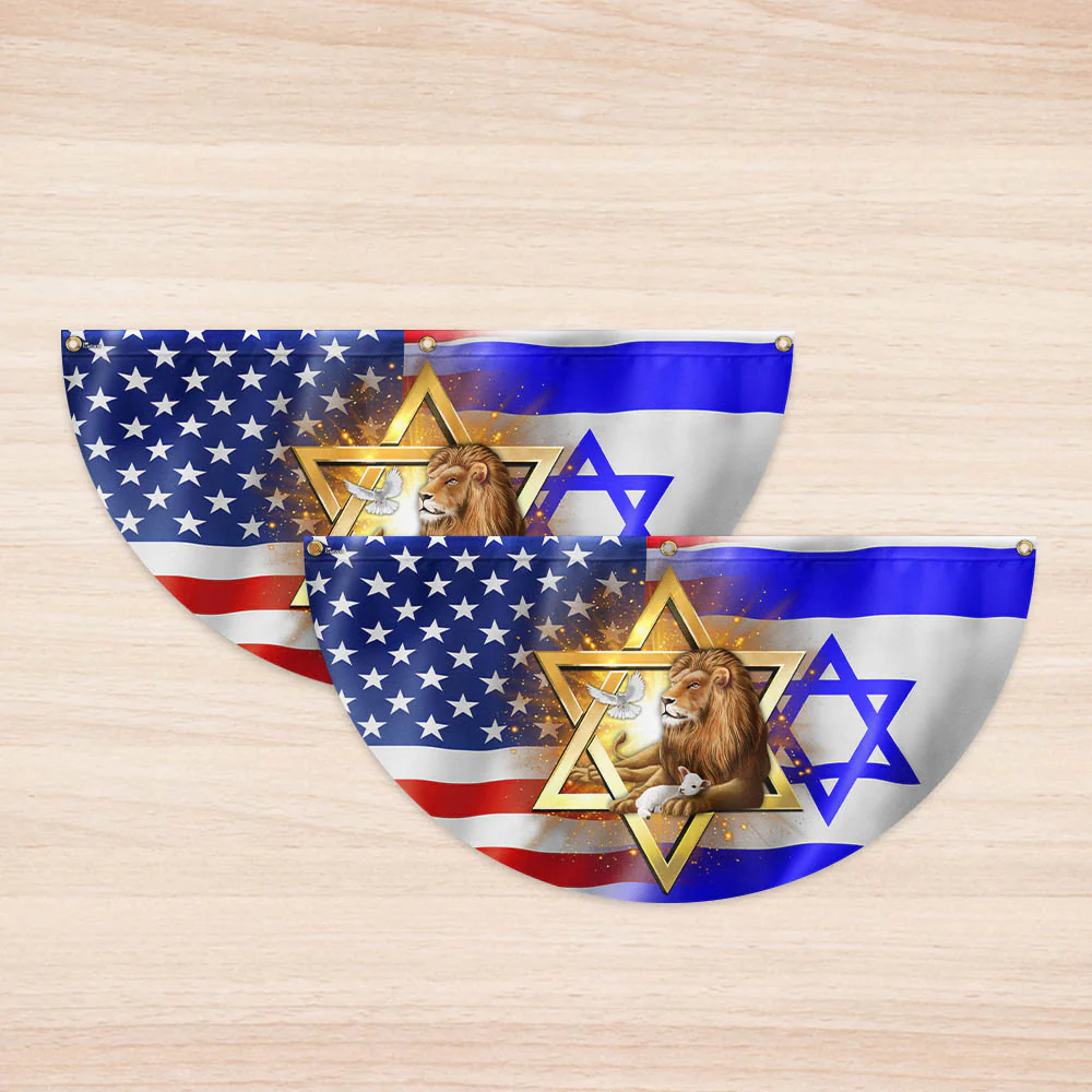 Jewish Lion Of Judah Israel American Non-Pleated Fan Flag