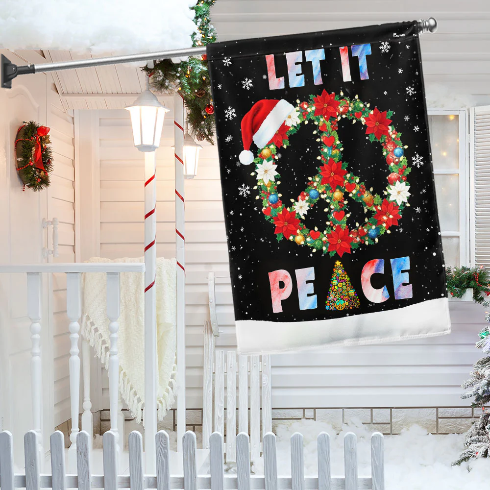 Woodstock Christmas Flag | Let It Be Peace Sign Hippie Christmas Decor