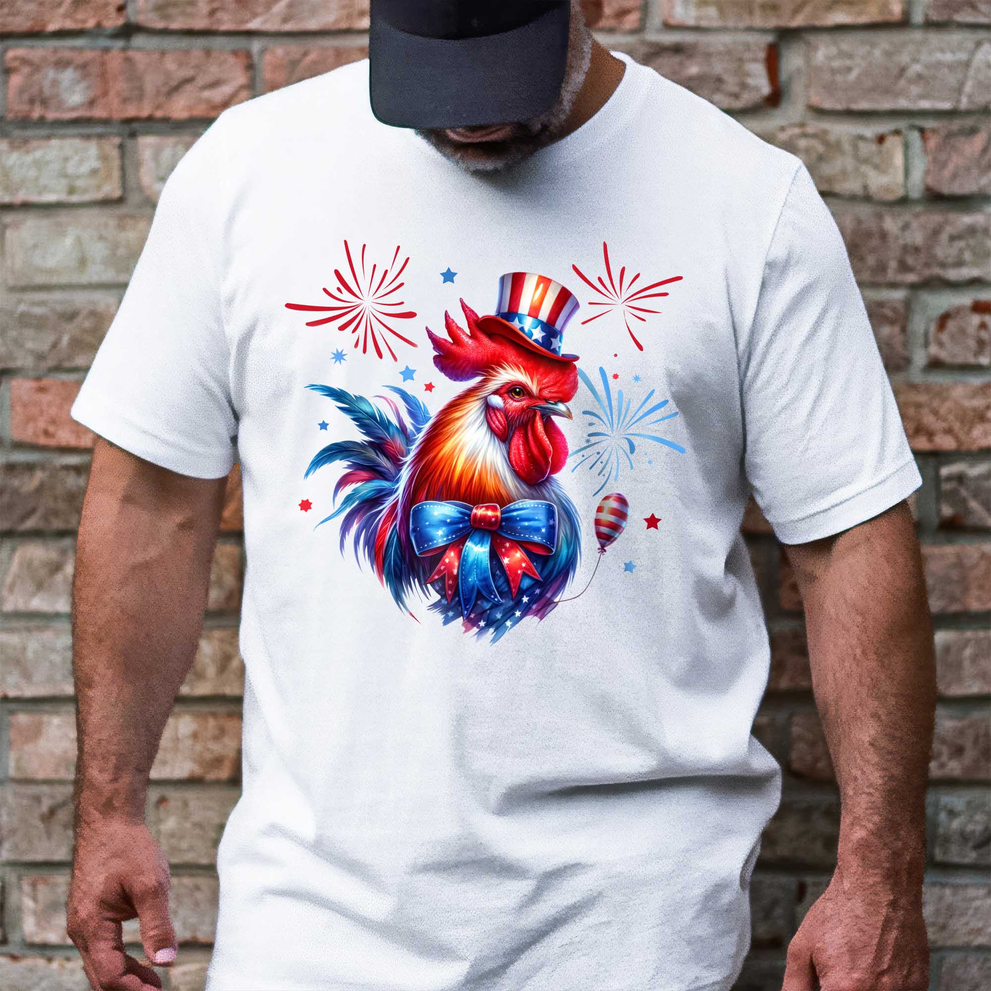 Chicken Rooster Independence Day 4th Of july T-Shirt, Farm Tee