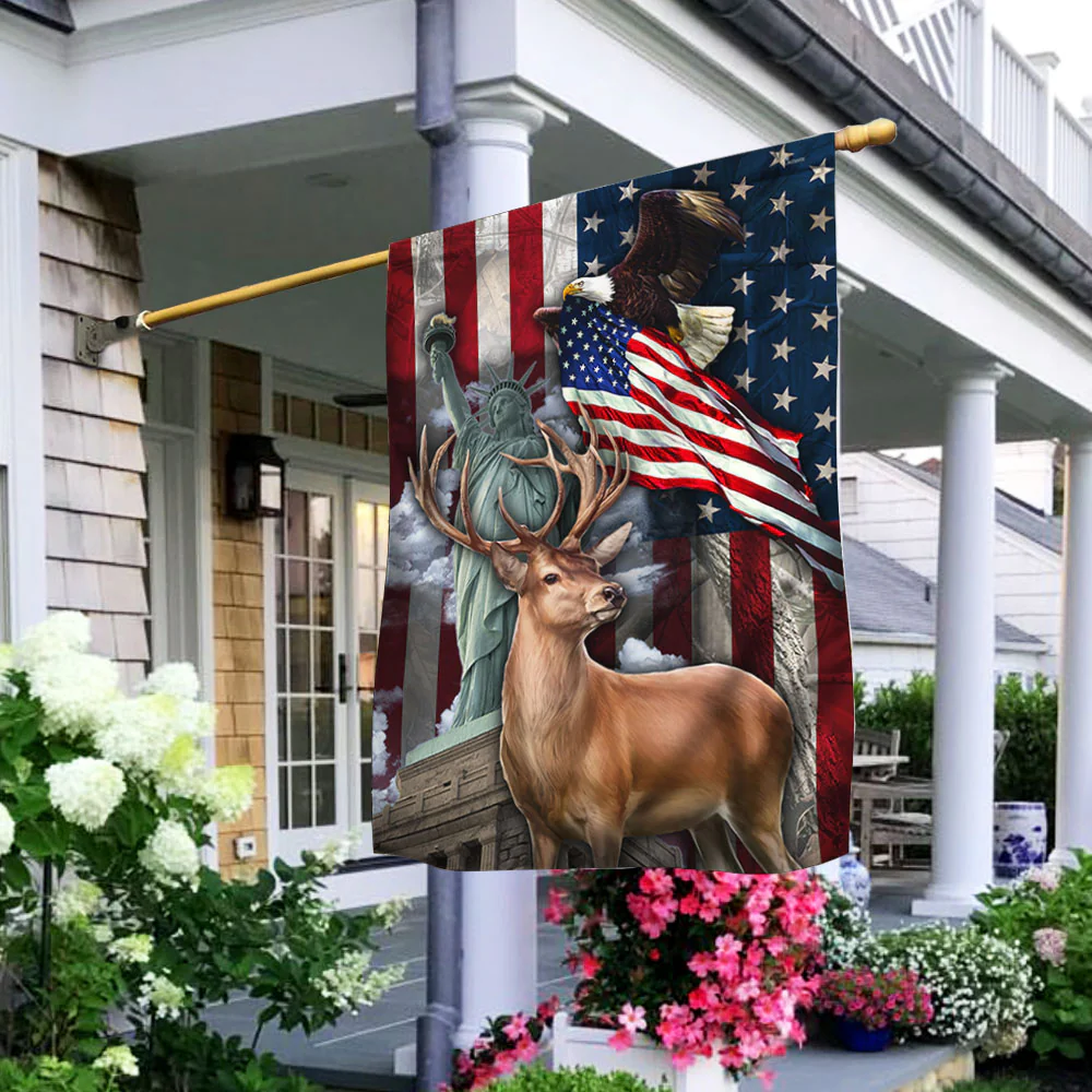 Deer Hunting American Flag