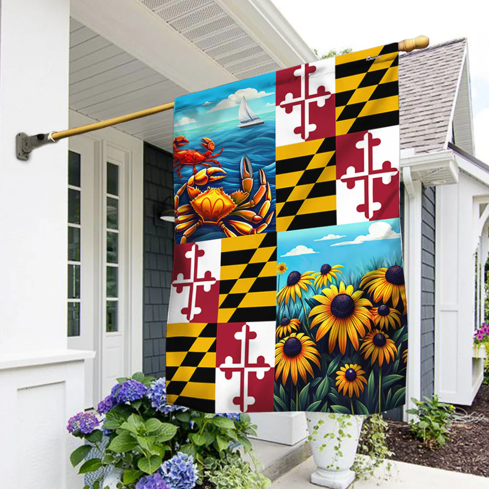 Bimipi Maryland State Crab and Black-eyed Susan Flower Flag