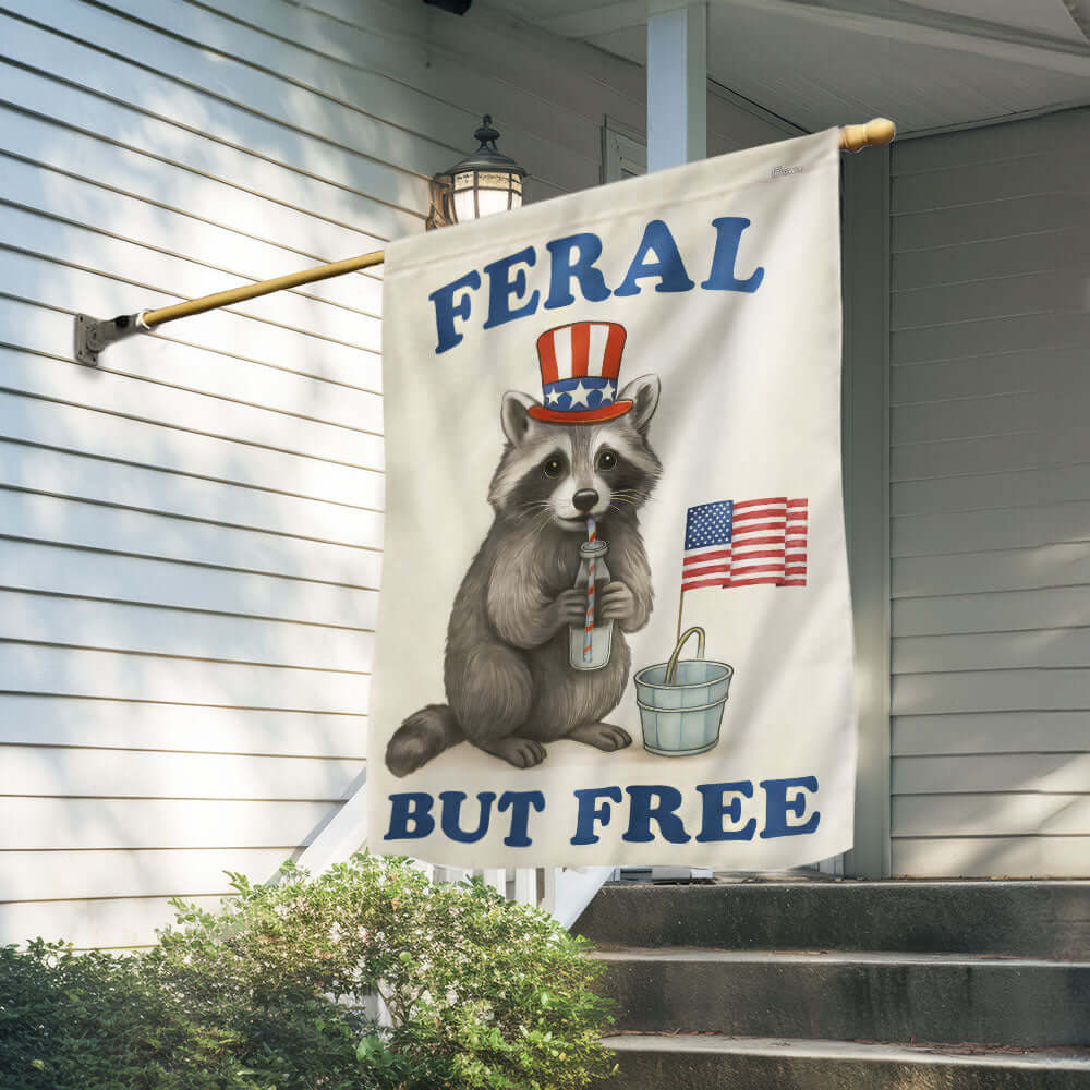 Bimipi American Flag - Patriotic Raccoon Feral But Free Funny 4th Of july Flag
