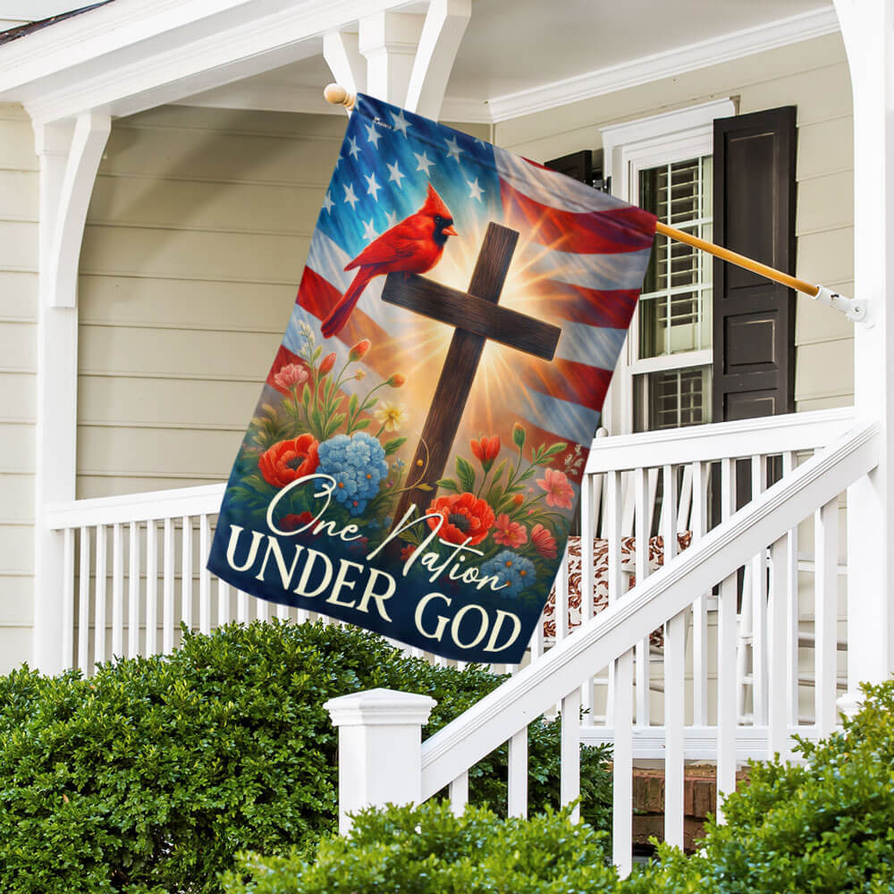 Cardinal Christian Cross American Flag One Nation Under God Flag
