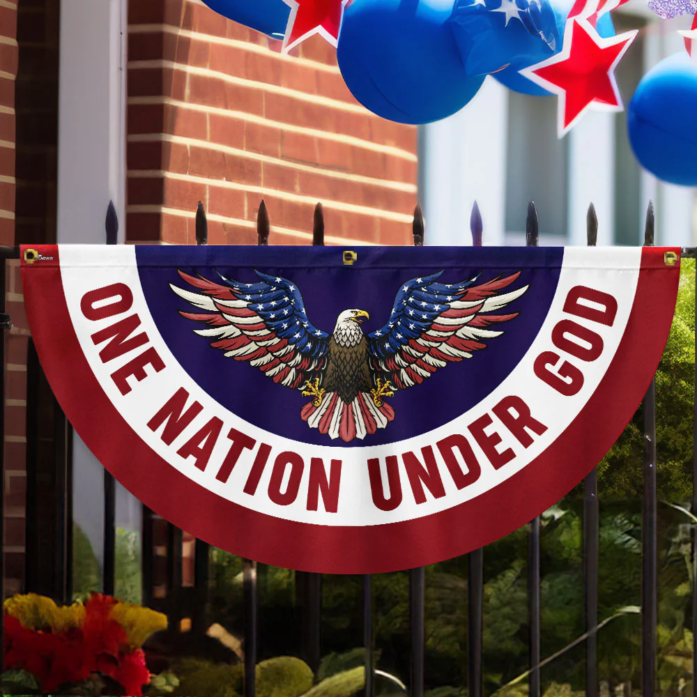 One Nation Under God Patriotic Eagle Non-Pleated Fan Flag