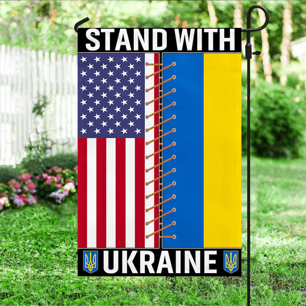 Ukrainian American Flag Stand With Ukraine Flag