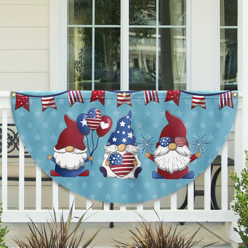 Bimipi American Flag - Patriotic Gnome 4th Of july Non-Pleated Fan Flag