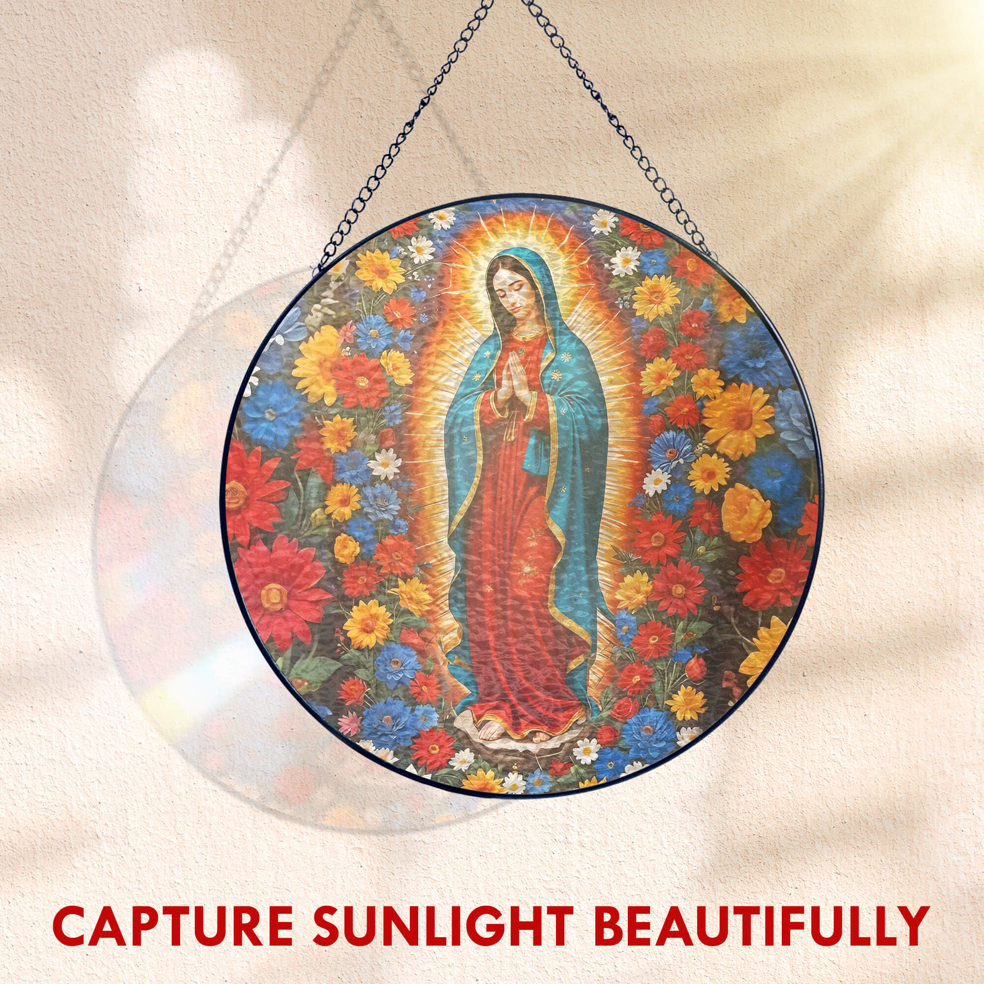 Stained Glass Suncatcher - Mary Christian Religious Hanging Ornament for Spiritual Home Garden Decor 3-Day Shipping