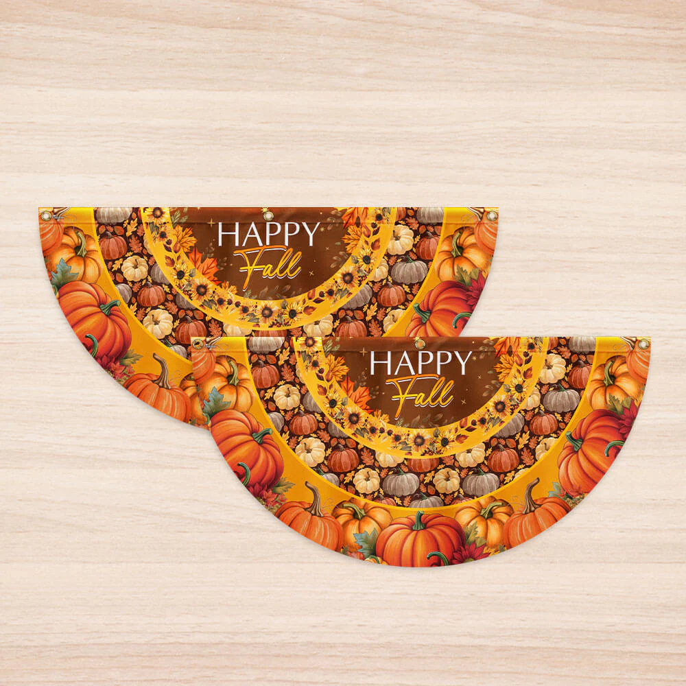 Happy Fall Flag Pumpkin Thanksgiving Non-Pleated Fan Flag
