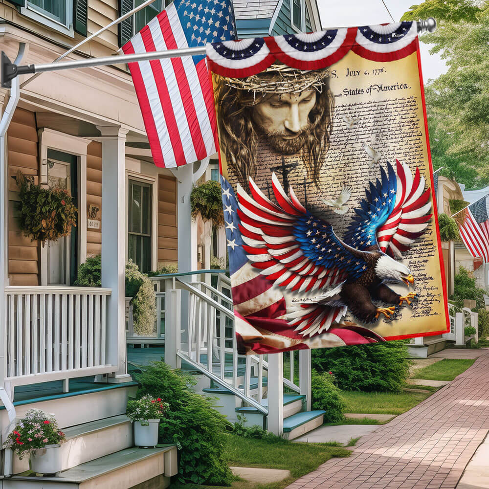 Eagle Christian Jesus American Flag