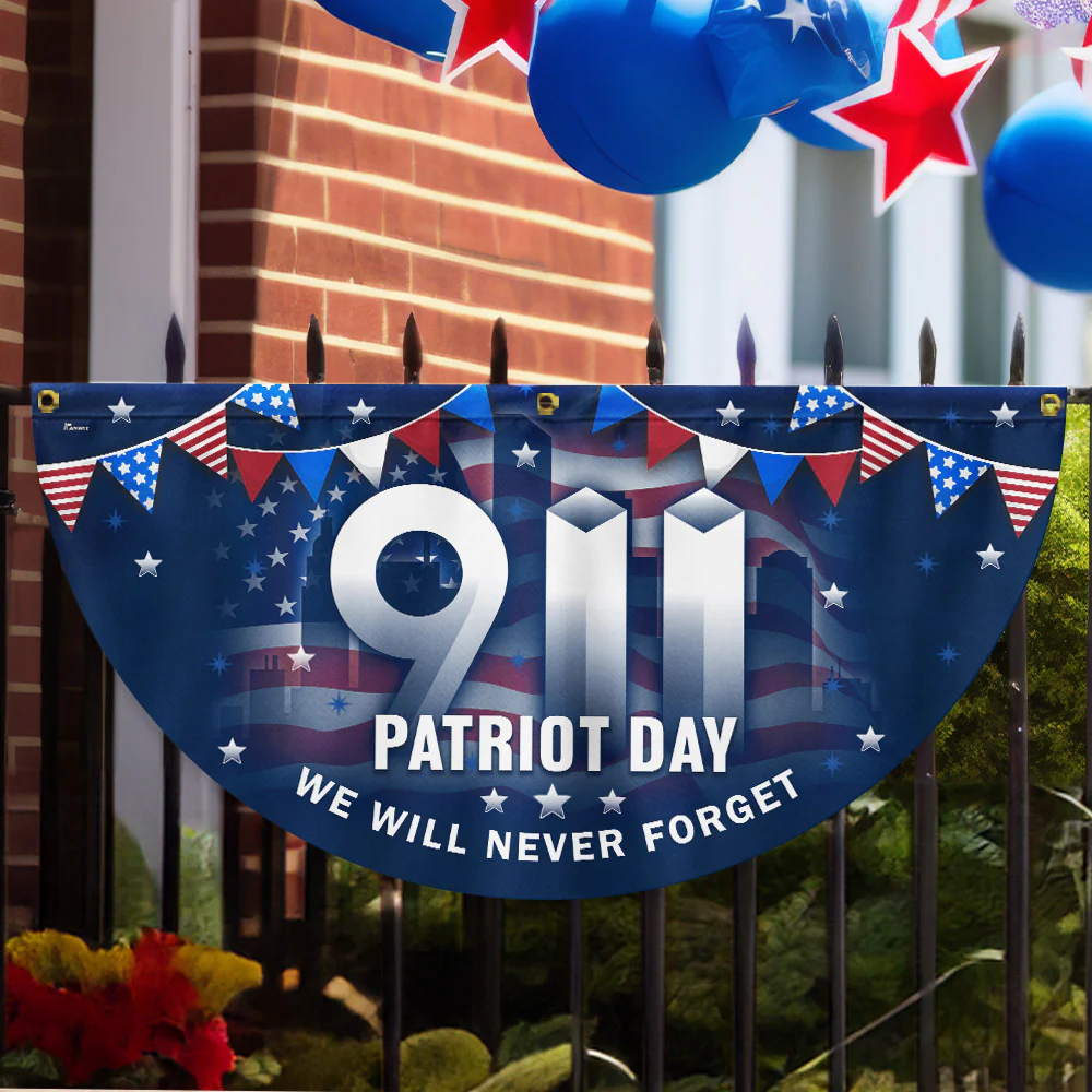 911 Patriot Day September 11th 9/11 Never Forget Non-Pleated Fan Flag