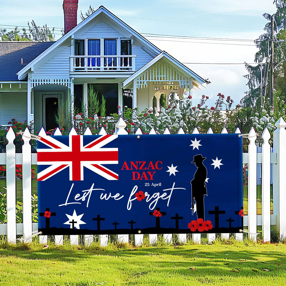 Anzac Day Australia Lest We Forget Fence Banner