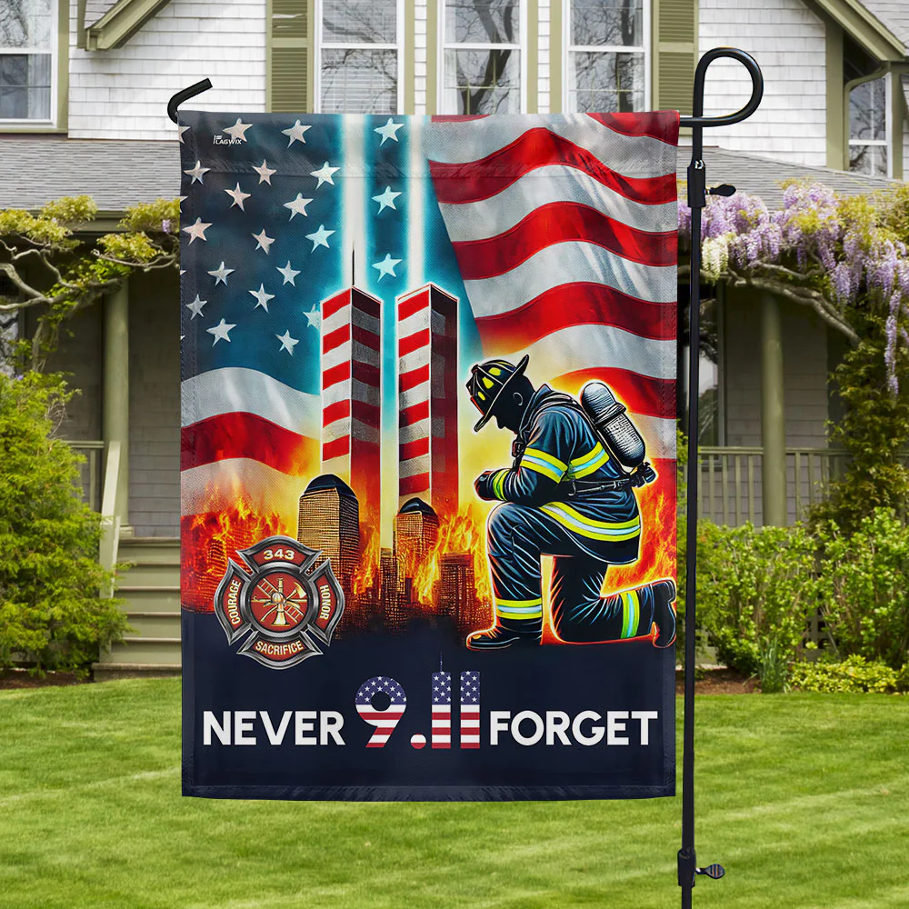 Patriot Day 911 Never Forget Firefighter Twin Tower American Flag 3-Day Shipping