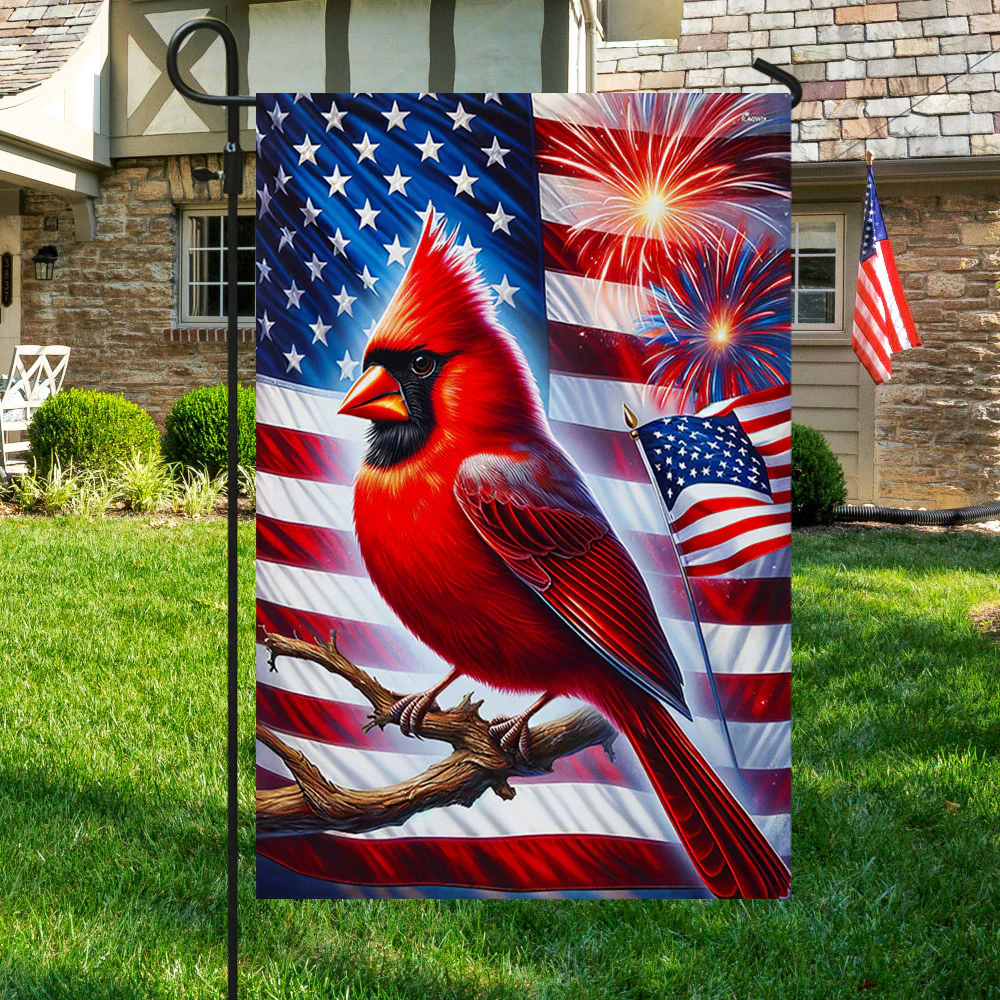 Patriotic Cardinal American Flag