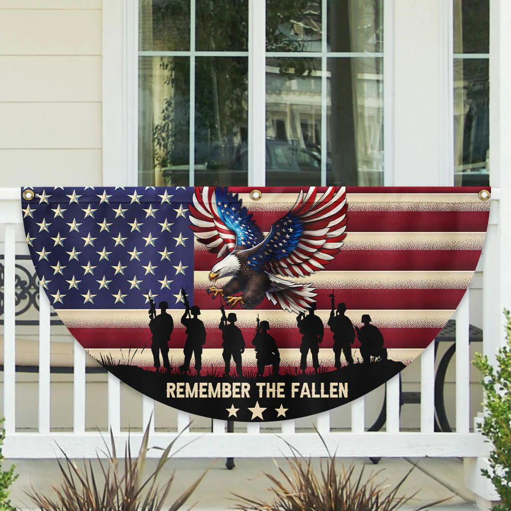 Remember the Fallen Veterans Memorial Day Patriotic Non-Pleated Fan Flag