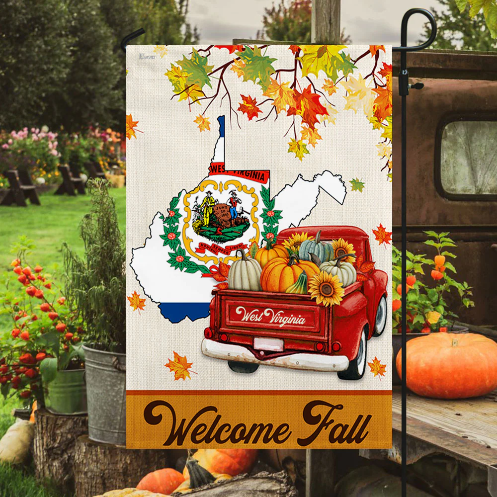 West Virginia State Welcome Fall Pumpkins Flag