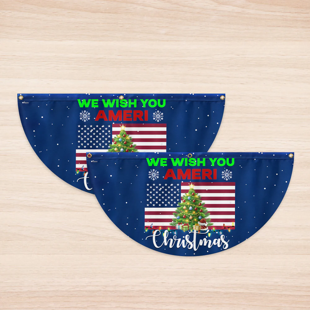 We Wish You Ameri Christmas Non-Pleated Fan Flag