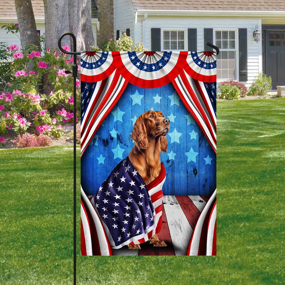 Bimipi American Flag - Happy 4th Of july. Irish Setter Patriotic Dog, American Flag Wrapped in Glory TPT898Fv7