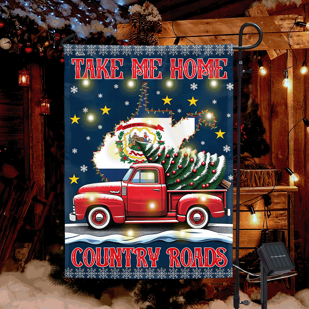 West Virginia Christmas Take Me Home Country Roads Christmas Solar Led Garden Flag