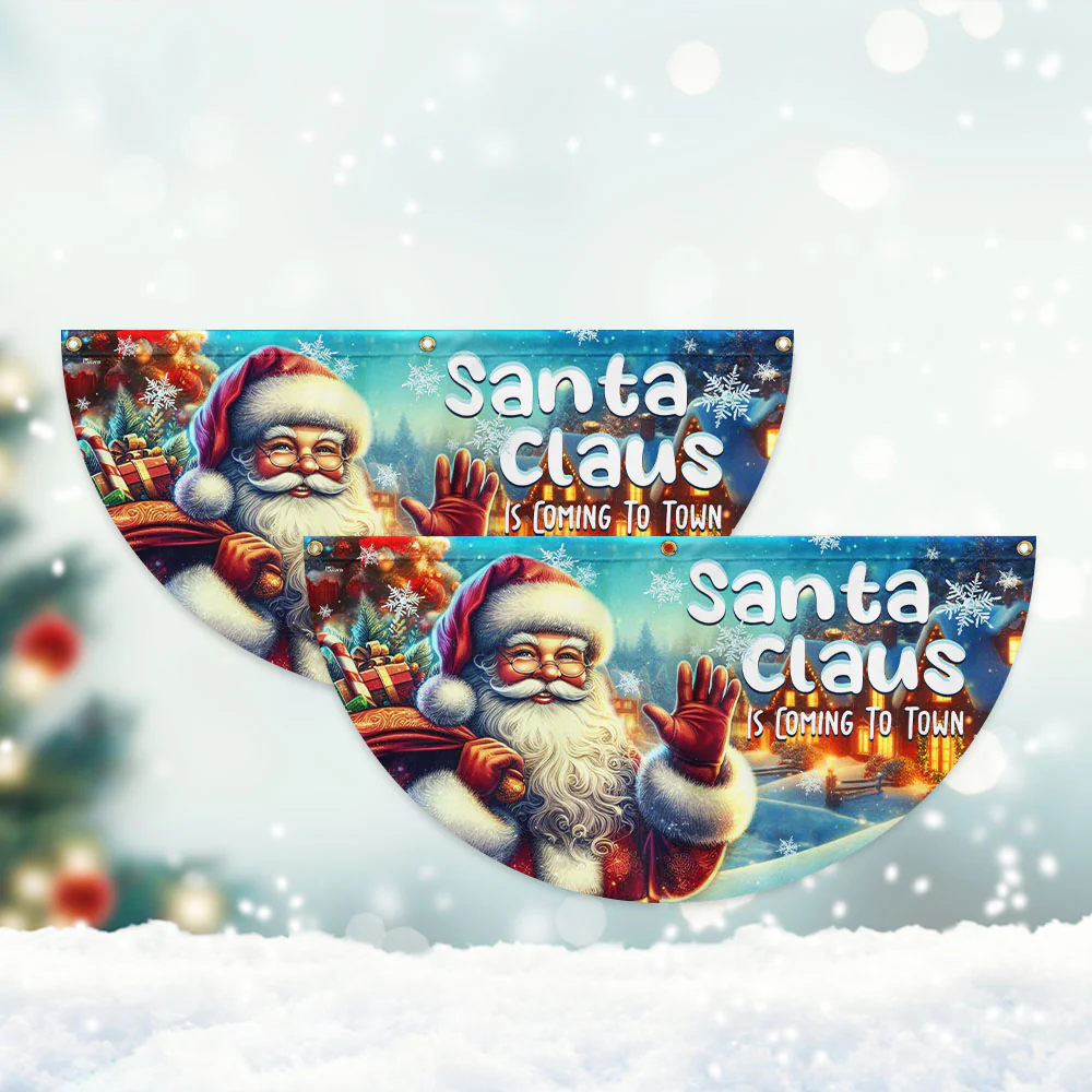 Santa Claus Is Coming Christmas Non-Pleated Fan Flag
