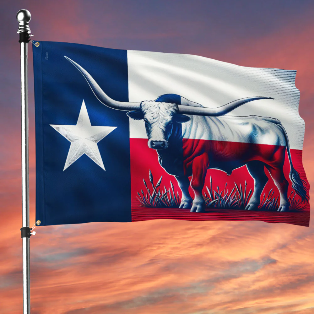 Texas Longhorn Cattle Grommet Flag