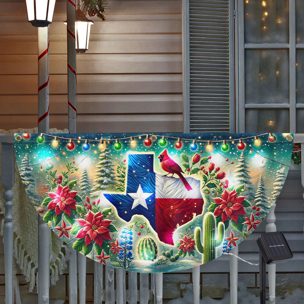 Texas Christmas Solar Led Fan Flag