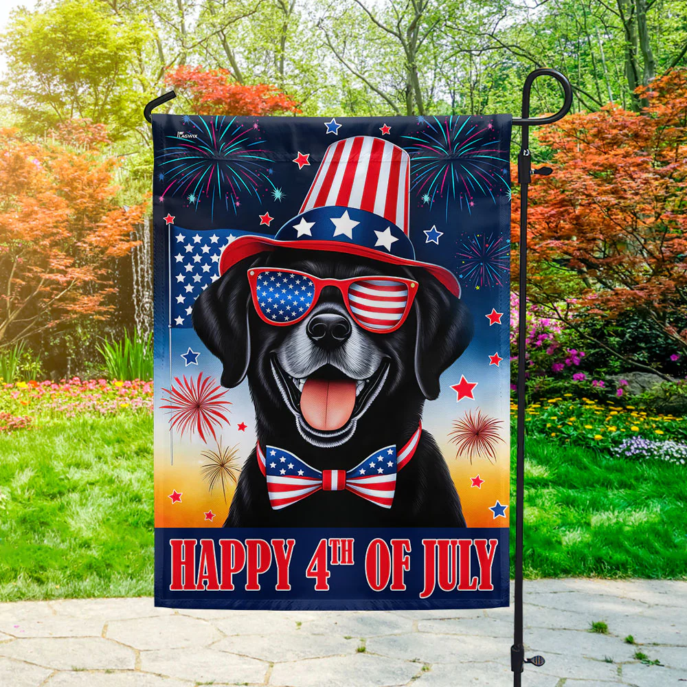 Bimipi American Flag - Black Labrador Dog Happy 4th Of july Flag