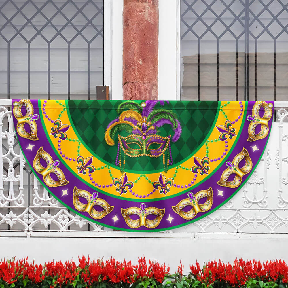 Fleur-de-lis Mardi Gras  Louisiana Non-Pleated Fan Flag