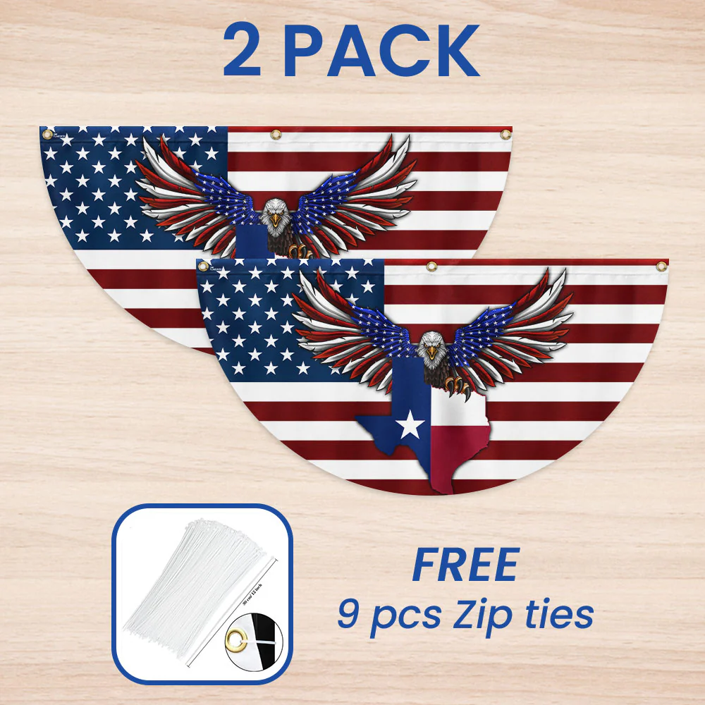 Texas Patriotic Eagle American Non-Pleated Fan Flag