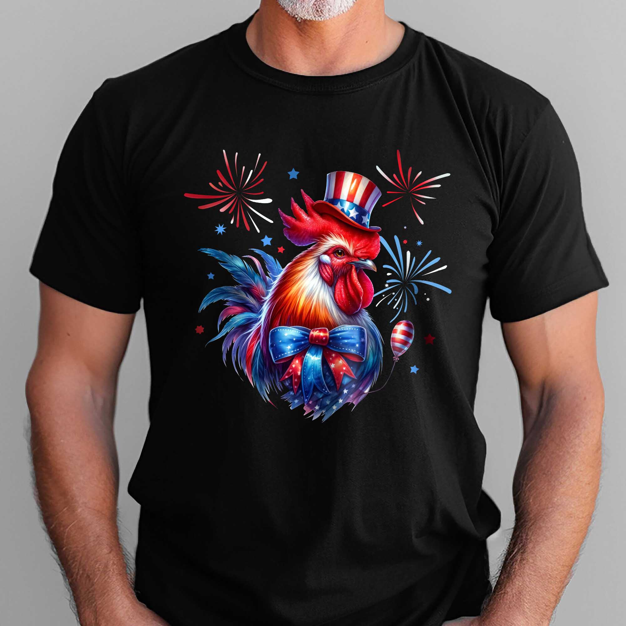 Chicken Rooster Independence Day 4th Of july T-Shirt, Farm Tee