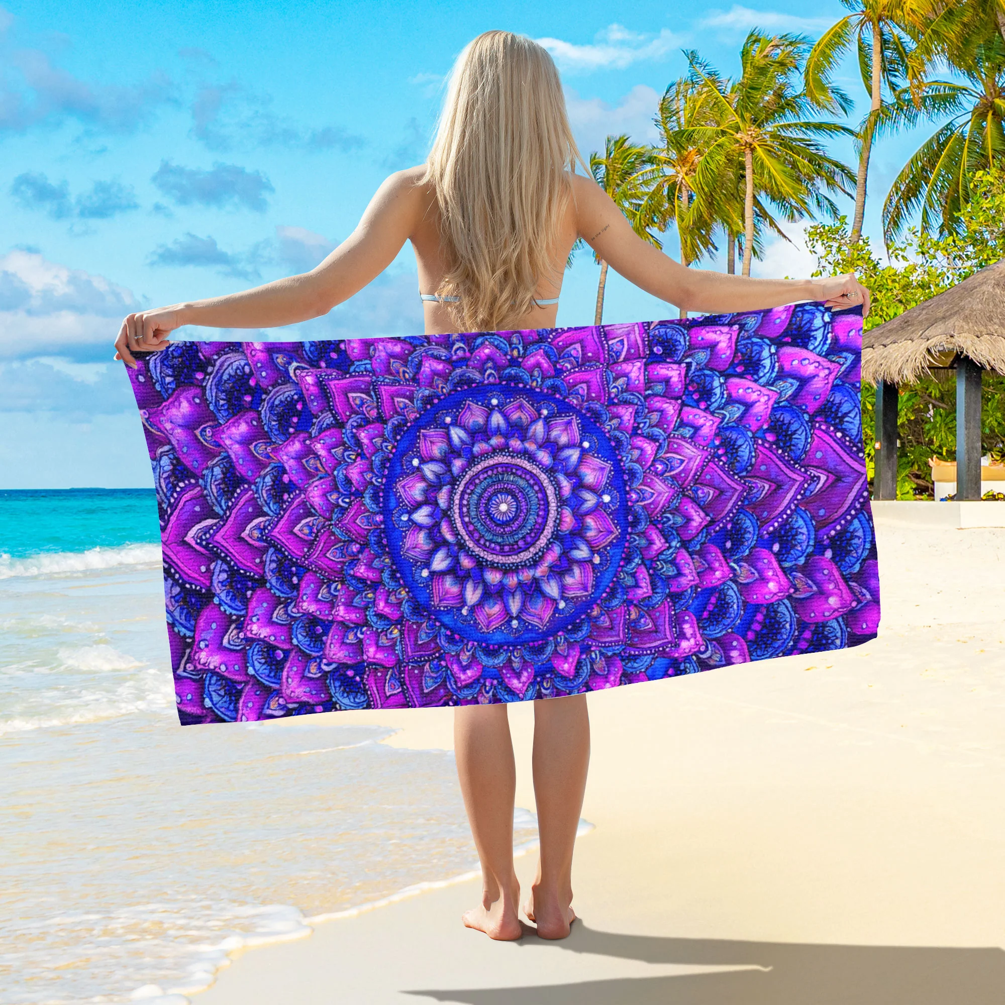Purple Mandala Bohemian Beach Towel