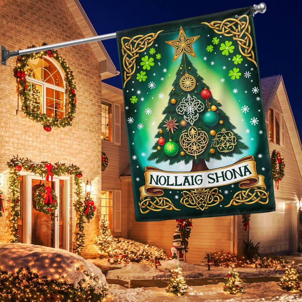 Irish Christmas Celtic-style Christmas Tree Nollaig Shona Flag