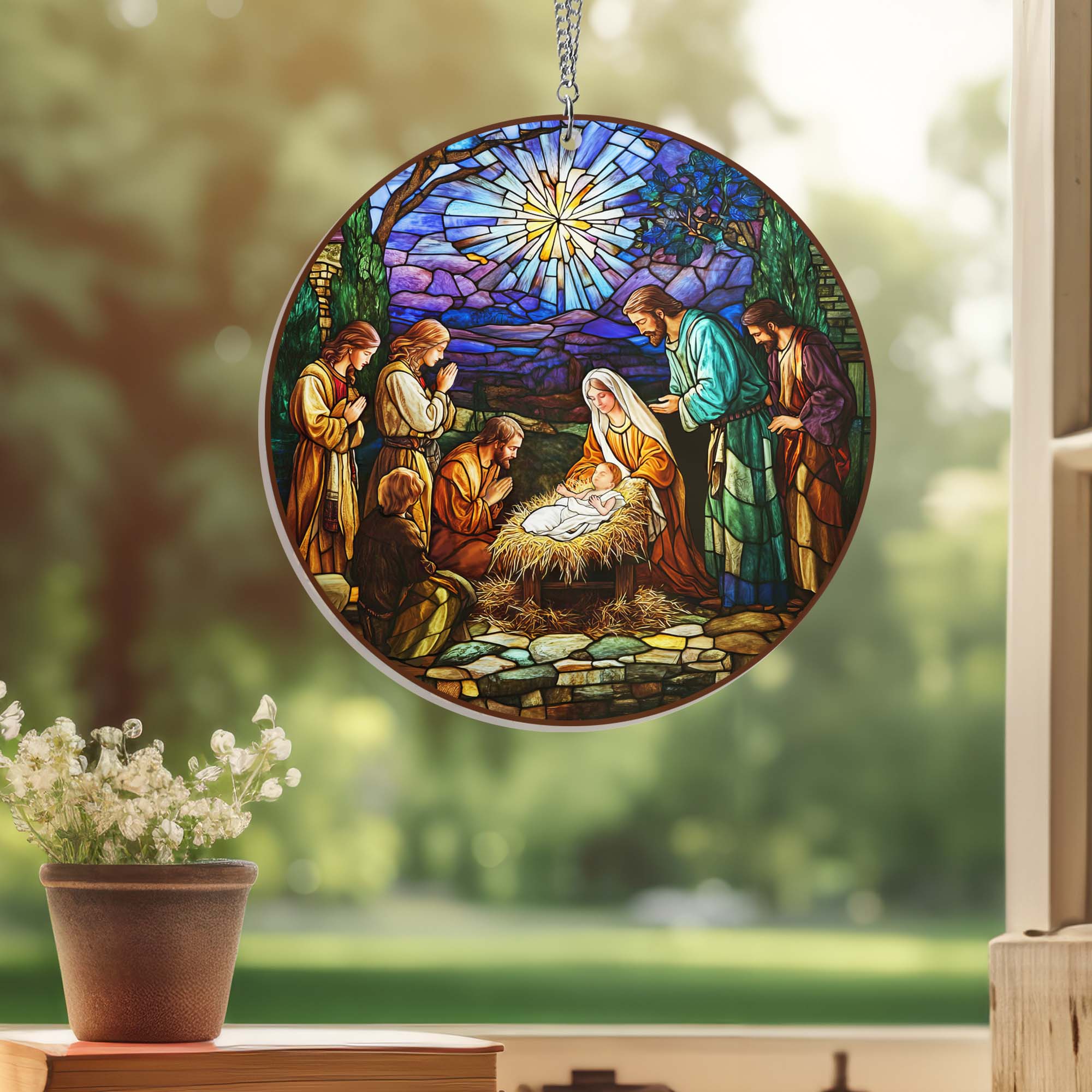 Nativity Of Jesus Oh Holy Night Jesus Christ Christmas Suncatcher Acrylic Hanging